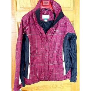 Columbia Womens Burgundy Jacket Sz L Parka Insulated Spring Fall Water Resistant
